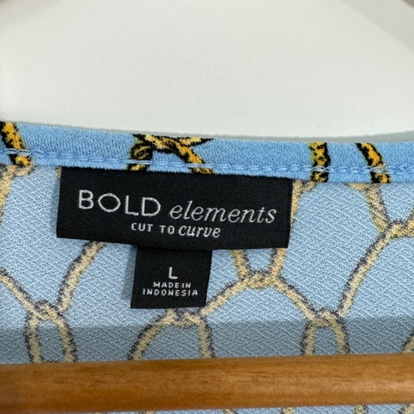 BOLD Elements Women’s Size Large Blue Rope Print Sleeveless Twist Front Top New - Picture 2 of 6